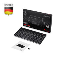 Perixx PERIBOARD-706 PLUS US, Mini Tastatur, Trackball, schnurlos, schwarz