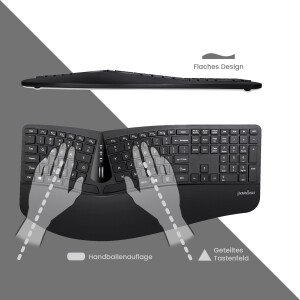 Perixx PERIDUO-605 DE, Tastatur- und Maus-Set, kabellos, ergonomisch, schwarz