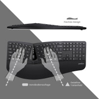 Perixx PERIDUO-605 DE, keyboard and mouse set, wireless, ergonomic, black