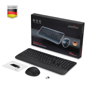 Perixx PERIDUO-714 DE, Tastatur und Maus Set, schnurlos, schwarz