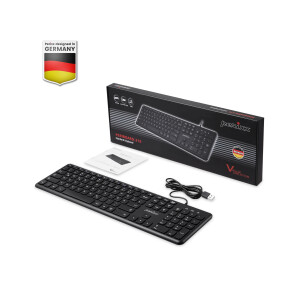 Perixx PERIBOARD-210, DE, USB-A, kabelgebunden, leise Tasten, schwarz