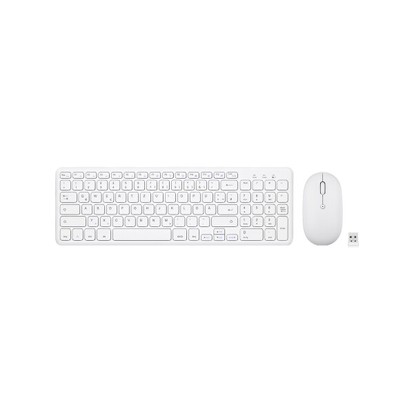 Perixx PERIDUO-613 W, DE, keyboard and mouse set, wireless, compact, white (German Layout)