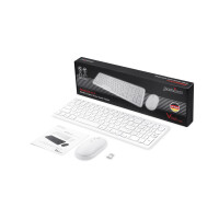 Perixx PERIDUO-613 W, DE, keyboard and mouse set, wireless, compact, white (German Layout)