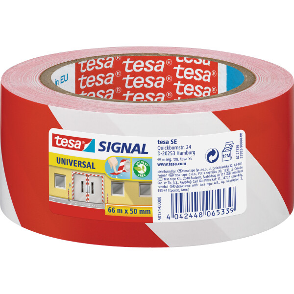 tesa signal marking tape universal, 66m x 50mm, red/white