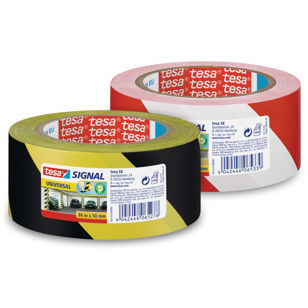 tesa signal marking tape universal, 66m x 50mm, yellow/black