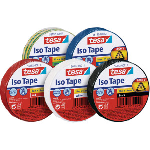 tesa insulating tape, 10m x 15mm, green/yellow