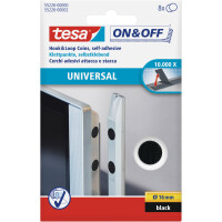 tesa On- & Off-hook-and-loop dots for gluing on, pack of 8 (Ø16mm)