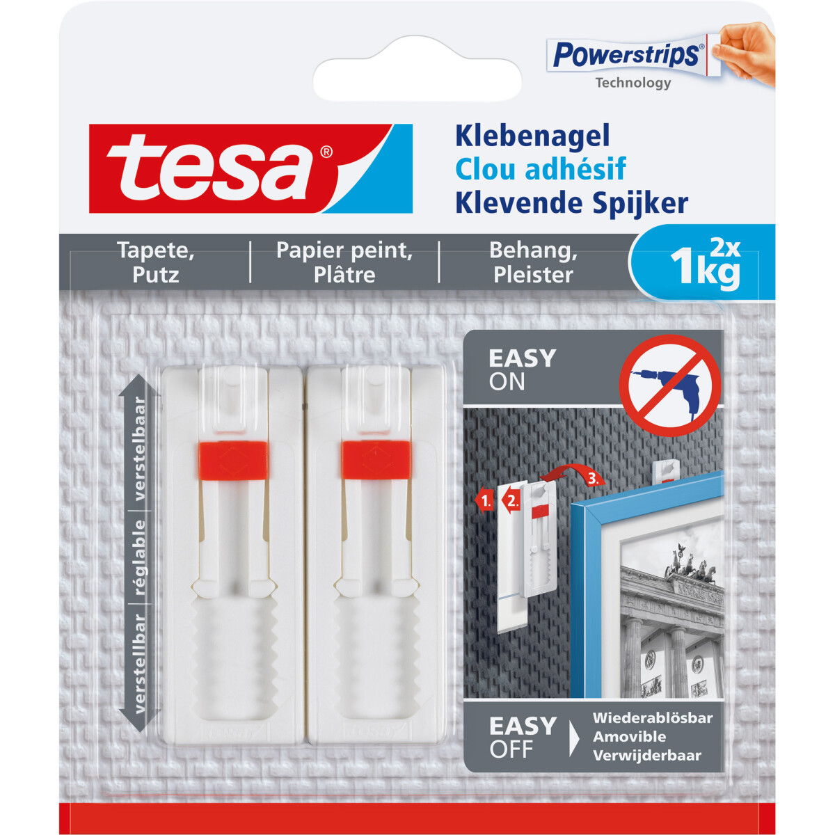 tesa adhesive nail, 2pcs., for wallpaper and plaster, up...