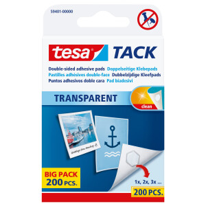 tesa adhesive pads TACK, 200pcs., reusable, transparent