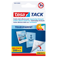 tesa TACK Klebepads, 200 Stück, wiederverwendbar, transparent