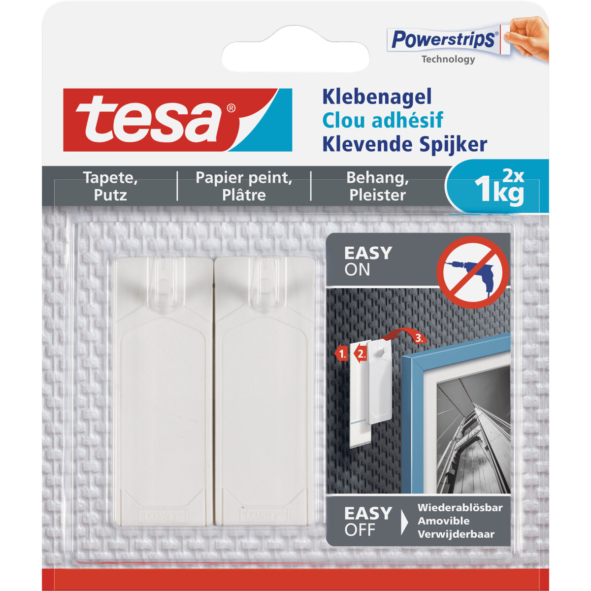 tesa adhesive nail, 2pcs., for wallpaper and plaster, up...