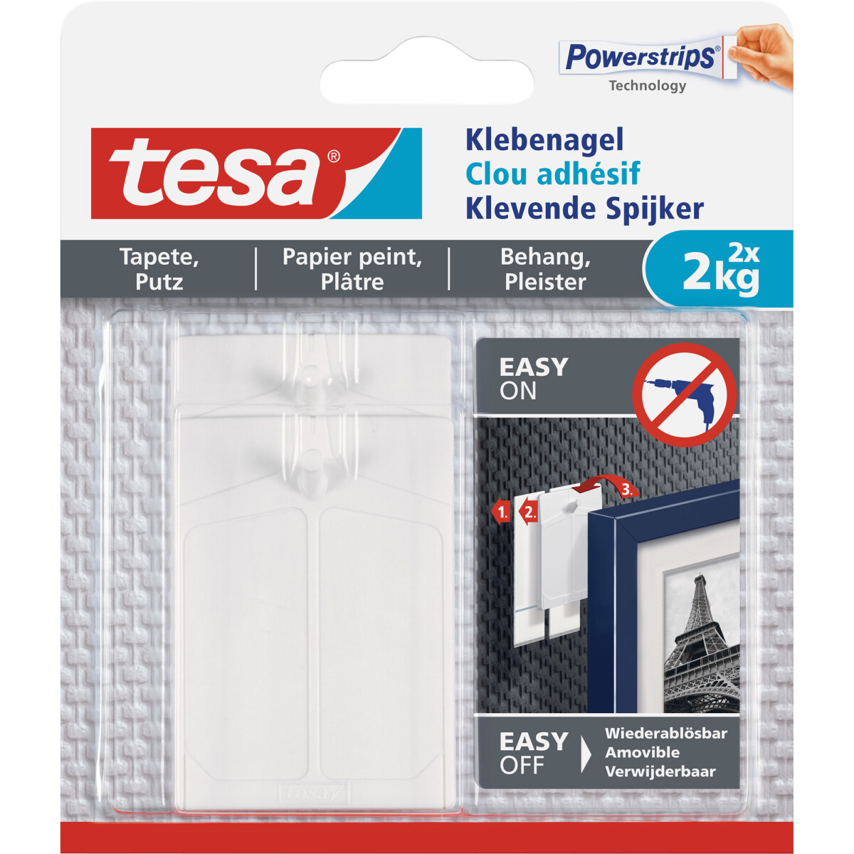 tesa adhesive nail, 2pcs., for wallpaper and plaster, up...