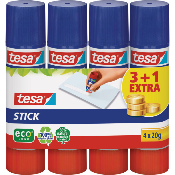 tesa glue sticks, pack of 3 + 1 free, 20g