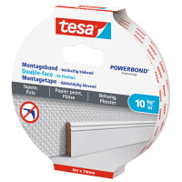 tesa assembly line, 5m x 19mm, for wallpaper and plaster, up to 10kg/m, white