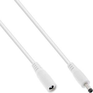 InLine® DC extension cable, DC male/female 4.0x1.7mm, white, 2m