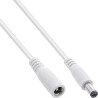 InLine® DC extension cable, DC plug/socket 5.5x2.1mm, white, 0.5m