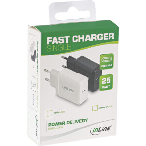 InLine® USB PD Charger Single USB-C, Power Delivery, 25W, black