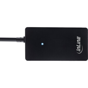 InLine® USB 2.0 Hub, 4 Port, schwarz, mit USB DC Kabel, Kabel 30cm