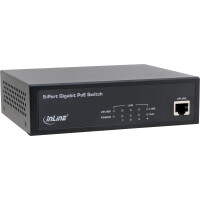 InLine® PoE+ Gigabit Network Switch 5 Port (4x PoE+), 1Gb/s, desktop, metal, without fan