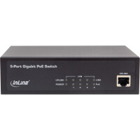 InLine® PoE+ Gigabit Network Switch 5 Port (4x PoE+), 1Gb/s, desktop, metal, without fan