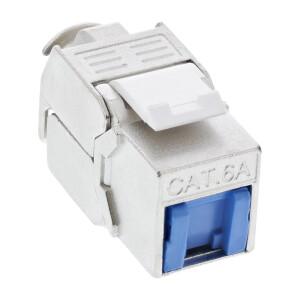 InLine® Keystone RJ45 Buchse, SNAP-In, Cat.6a, mit Staubschutz blau