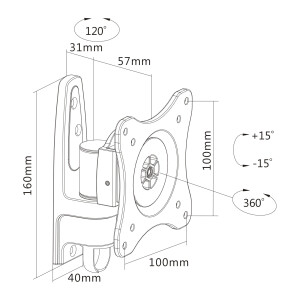 InLine® wall mount, for monitors up to 69cm (27"), max. 15kg