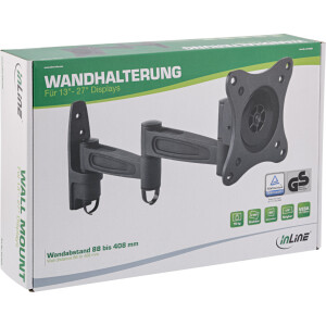 InLine® Wall mount, for monitors up to 69cm (27"), max. 15kg, 2-part arm