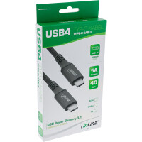 InLine® USB4 Kabel, USB-C Stecker/Stecker, 8K60Hz, schwarz, 0,5m