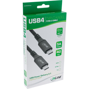 InLine® USB4 Kabel, USB-C Stecker/Stecker, 8K60Hz, schwarz, 1m