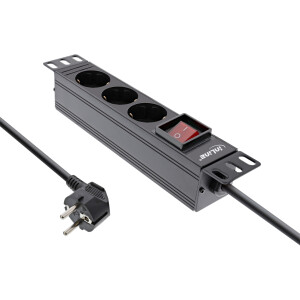 InLine® 10" PDU, 3-way earthing contact, with switch, 2m, black