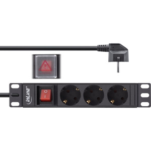 InLine® 10" PDU, 3-way earthing contact, with switch, 2m, black