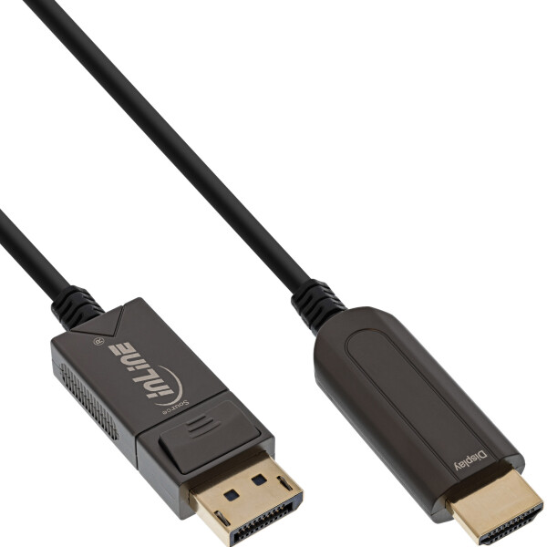 InLine® DisplayPort zu HDMI AOC Konverter Kabel, 4K/60Hz, schwarz, 25m