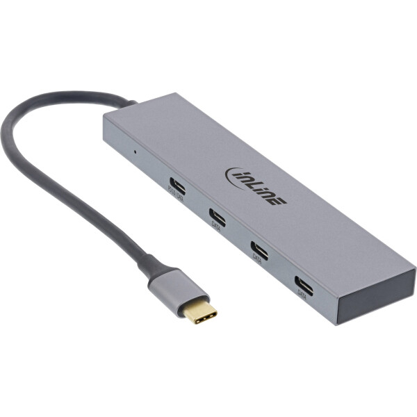 InLine® USB 3.2 Gen.2 Hub (10Gb/s), 4 port USB-C, OTG, aluminium housing