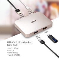 ATEN UH3235 USB-C 4K Ultra Mini Dock - PD60W