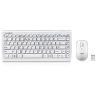 Perixx PERIDUO-707 PLUS US W, Mini Tastatur und Maus Set, schnurlos, weiß