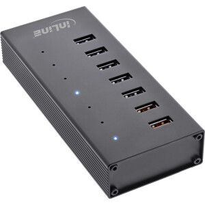 InLine® USB 3.0 Hub, 7 Port, Aluminiumgehäuse, schwarz, mit 2,5A Netzteil