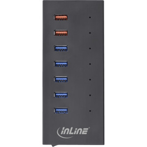 InLine® USB 3.0 Hub, 7 Port, Aluminiumgehäuse, schwarz, mit 2,5A Netzteil