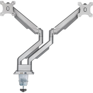 InLine® Tischhalterung mit Lifter & USB/Audio, 2 Monitore bis 81cm (32"),silber