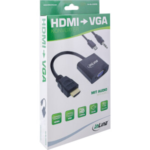 InLine® Converter Cable HDMI to VGA, with Audio