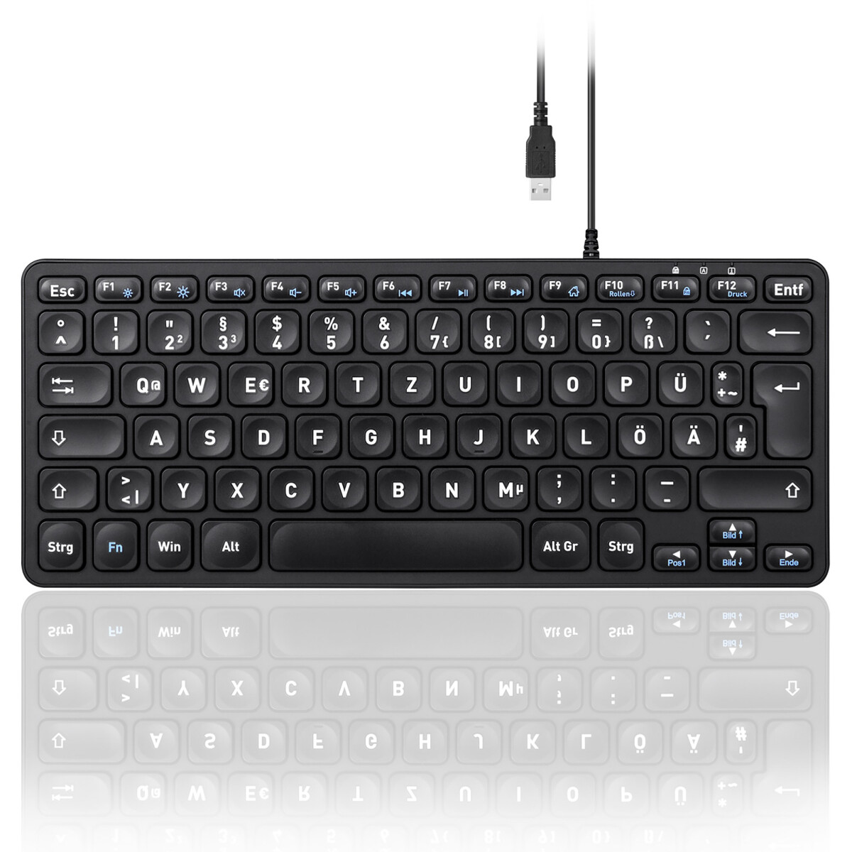 Perixx PERIBOARD-432B DE, Mini-Tastatur, USB...