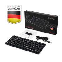 Perixx PERIBOARD-332B DE, Mini-Tastatur, USB kabelgebunden, beleuchtet, schwarz