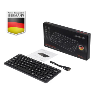 Perixx PERIBOARD-732B DE, Mini-Tastatur Wireless, mit Beleuchtung, schwarz