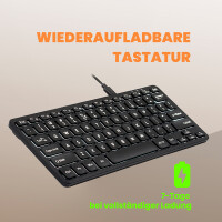 Perixx PERIBOARD-732B DE, Mini-Tastatur Wireless, mit Beleuchtung, schwarz