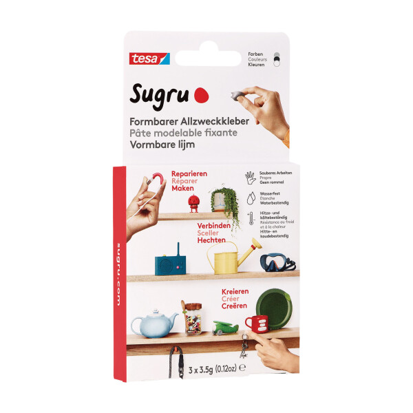 Sugru by tesa formbarer Allzweckkleber, 3er-Pack, schwarz, 41235