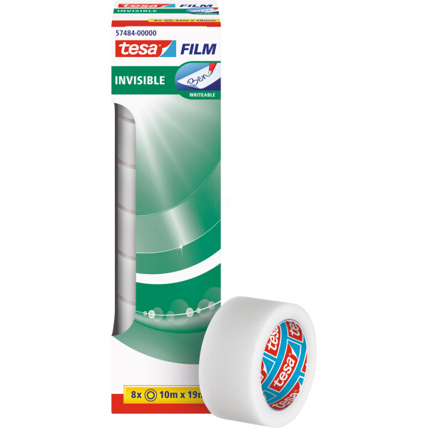 tesafilm Invisible, invisible adhesive film 19mm, pack of 8, 10m