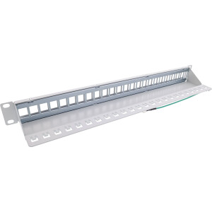 InLine® Patchfeld 24-fach, Keystone Leerblech Patchpanel, 19", 1HE, lichtgrau