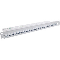 InLine® Patchfeld 24-fach, Keystone Leerblech Patchpanel, 19", 1HE, lichtgrau