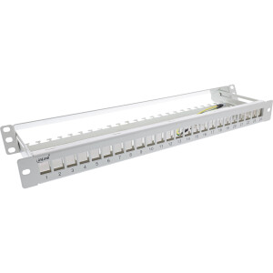 InLine® Patchfeld 24-fach, Keystone Leerblech Patchpanel mit Auszug, 19", 1HE