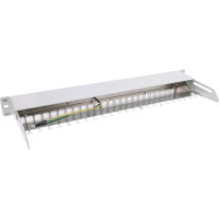 InLine® Patchfeld 24-fach, Keystone Leerblech Patchpanel mit Auszug, 19", 1HE