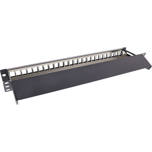 InLine® Patchfeld 24-fach, Keystone Leerblech Patchpanel mit Auszug, 19", 1HE